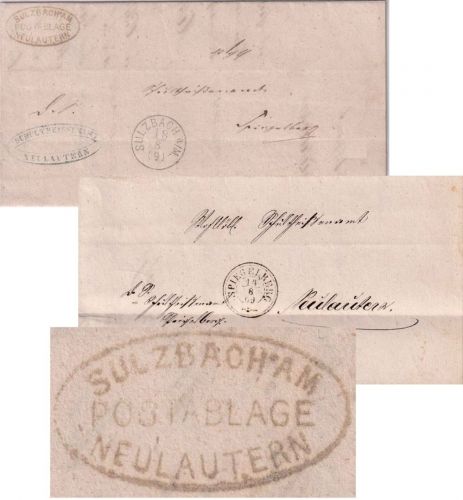 Württemberg - Sulzbach a/M Postablage Neulautern Dienstbrief n. Spiegelberg 1869