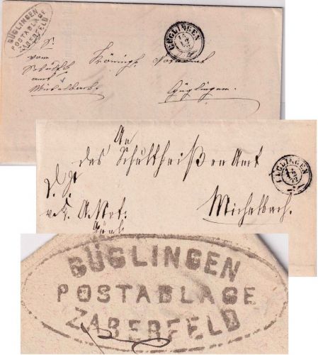 Württemberg - Güglingen Postablage Zaberfeld Dienstbrief n. Güglingen 1872