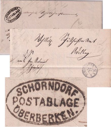 Württemberg - Schorndorf Postablage Oberberken Dienstbrief n. Oberberken 1871