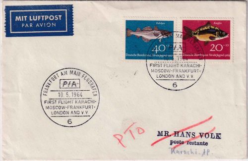 BRD - Pakistan International Airlines Erstflug Frankfurt Karachi 10.5.64 SST FFM