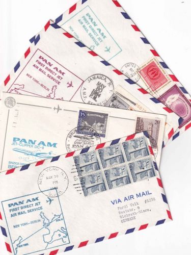 Berlin/USA - PanAm Erstflug Berlin New York u. retour 4 Belege 30./31.5.64