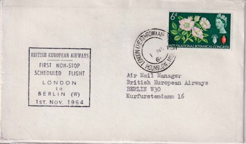 England - BEA Erstflug London Berlin 1.11.64 Luftpostbrief