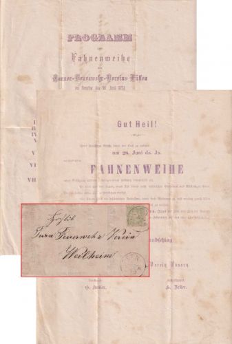 Bayern - 1 Kr. Wappen gez. Drucksache (Inhalt !!) K1 Füssen - Weilheim 1874