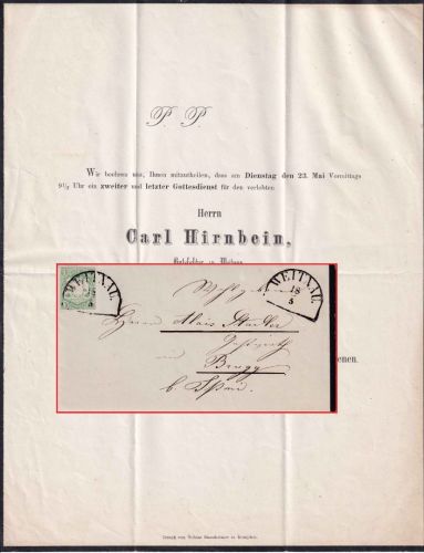 Bayern - 1 Kr. Wappen geschn. (Zwergschnitt) Trauerdrucksache HKS Weitnau 1871