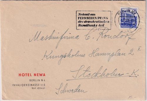 DDR - 35 Pfg. 5-Jahresplan Brief n. SCHWEDEN Berlin N4 - Stockholm 5.11.55