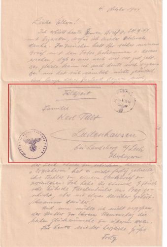 DR - Feldpostbrief 4./6.10.44 Fp.Nr. 14278 (Kraftfahrpark 688) n. Ludenhausen