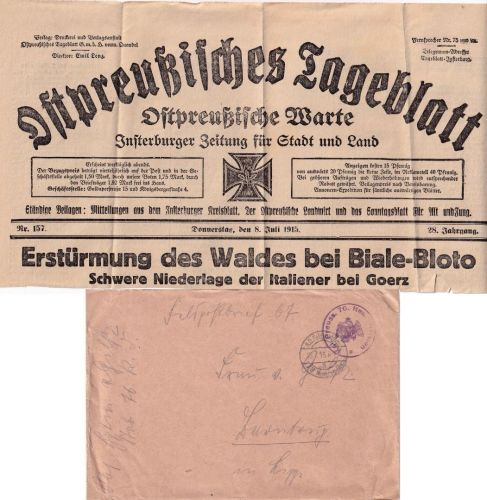 DR - K.D.Feldpostexped. 76. Res.Div. (Osten) Feldpostbrief m. Inhalt 15.7.15