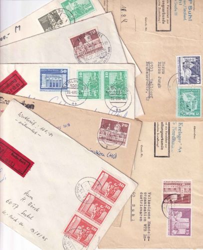 DDR - Freimarken Aufbau klein/groß 7 Portostufen/Belege 70er/80er Jahre