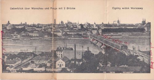 DP Polen - Warschau u. Praga ca. 1916 dreiteilige Falt-AK ungelaufen