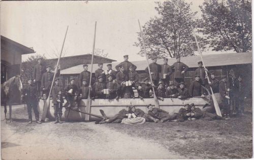 Bayern - München/Militaria Pioniere mit Boot Gruppenaufnahme ca. 1910