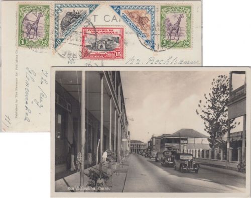 Mocambique Gesellschaft - 45 C. Freimarke u.a. Karte Beira - Hannover 22.1.39