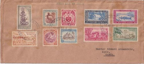 Western Samoa - Freimarken-Ausgabe 1952 Satz/Ersttagsbrief/FDC Apia10.3.52