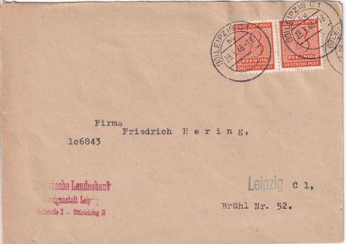 SBZ/West-Sachsen - 2x8 Pfg. Ziffer Ortsbrief Leipzig 28.3.46