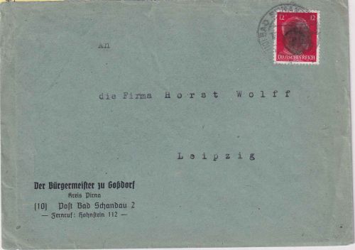 DR - 12 Pfg. AH ÜBERROLLER Brief (10) Bad Schandau - Leipzig 17.4.45