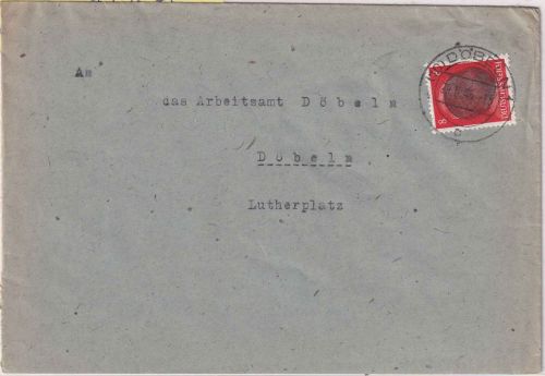 SBZ/OPD Leipzig - 8 Pfg AH (geschwärzt) Ortsbrief Döbeln 29.6.45