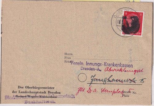 SBZ/OPD Dresden - 8 Pfg AH (geschwärzt) Ortsbrief Dresden 9.6.45