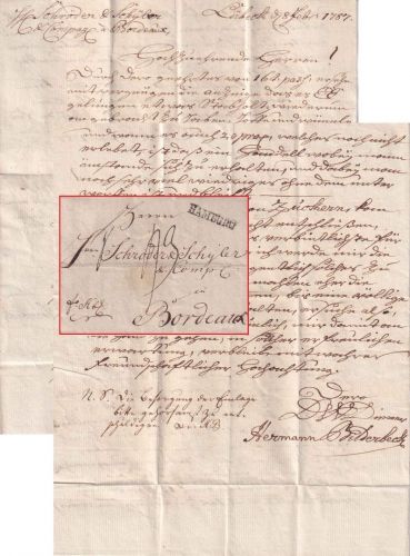 Lübeck/Hamburg/Frankreich - 1787 Francobrief L1 Hamburg (Lübeck) - Bordeaux