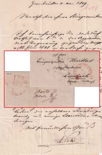 Bayern - Zweibrücken 17/5 roter HKS Portobrief n. Limbach Ct. Waldmohr