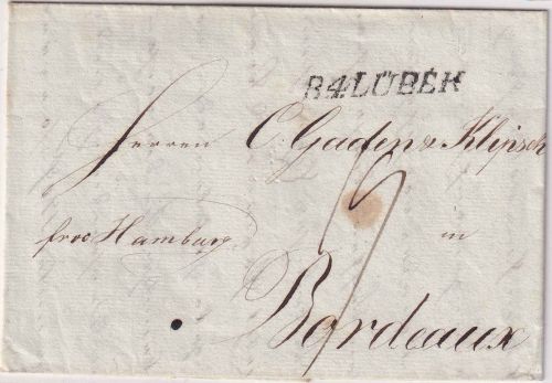 Lübeck/Frankreich - R4 Lübek L1 Portobrief (Franco Hamburg) n. Bordeaux 1806