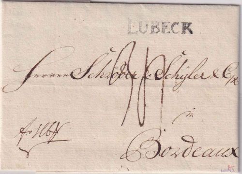 Lübeck/Frankreich - Lübeck L1 Portobrief (Franco Hamburg) n. Bordeaux 1800