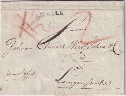 Lübeck/Preussen - Lübeck L1 Teilfrancobrief (Franco Cassel) n. Langensalza 1802