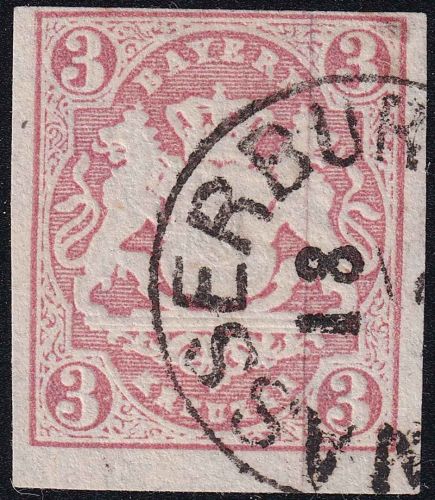 Bayern - Wasserburg 18/? kleiner K1 (Typ 18a) 3 Kr. Wappen geschnitten selten !!