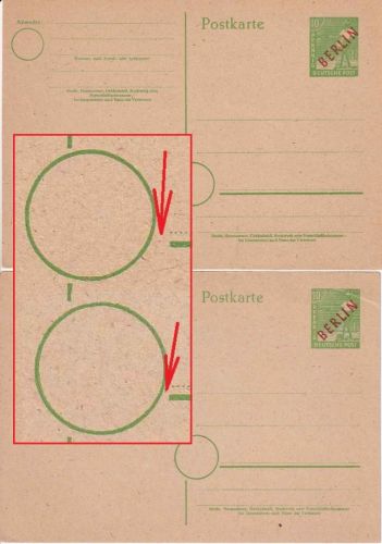 Berlin - 2x10 Pfg Ganzsache/Rotaufdruck versch. Drucktypen (Urkarte) ungebraucht