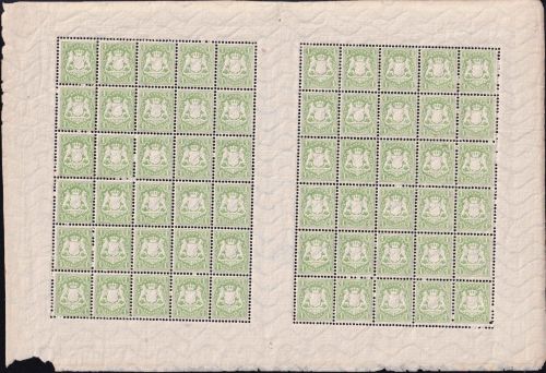 Bayern - 1 Kr. Wappen gez. Wz. weite Welle 60er Bogen postfrisch