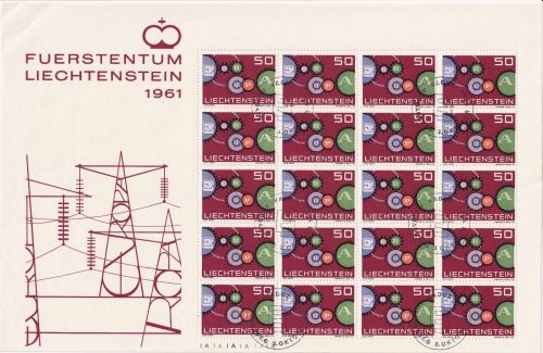 Liechtenstein - 50 Rp. Europa 1961 Kleinbogen ESST Vaduz 3.10.1961
