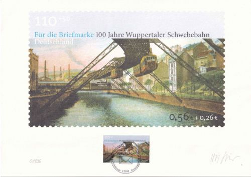 BRD - 56 C. Wuppertaler Schwebebahn Kunstgraphik handsign. Nr. 01896 ESST 2001