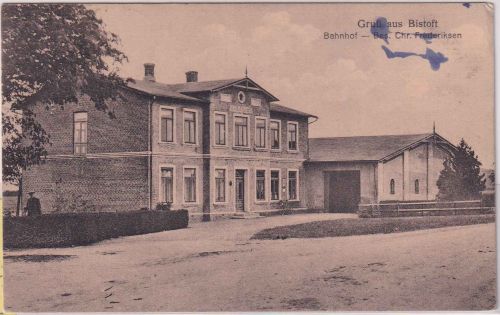 Schleswig-Holstein - Bistoft (Großsolt) Bahnhof sw-AK gelaufen 1922
