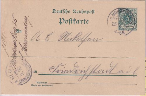 DR - Mohrkirch-Osterholz 25.11.98 KOS 5 Pfg. K/A n. Friedrichstadt