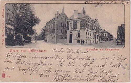 Schleswig-Holstein - Kellinghusen Marktpltz Hauptstraße sw-AK gelaufen 1904