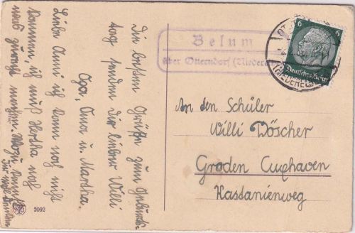 DR - Besum ü. Otterndorf (Niederelbe) Landpost-Ra2 Karte n. Cuxhaven