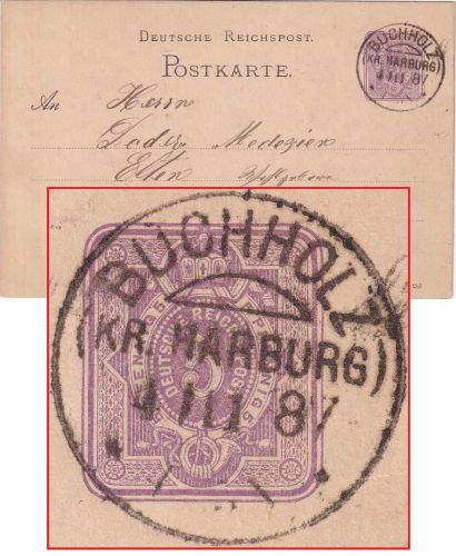 DR - Buchholz (Kr. Harburg) 4/11 87 KOS 5 Pfg. Ganzsache n. Hohnstedt