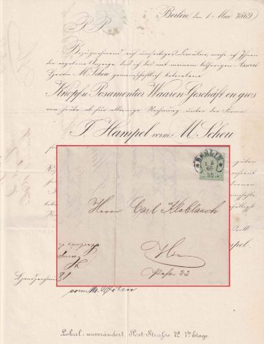 NDP - 1/3 Gr. gez. Ortsdrucksache/Massenauflieferung Hufeisen-Stpl .Berlin 1869