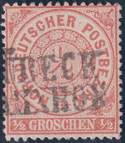 NDP - 1/2 Gr. gez. gestempelt - Teilabschlag (L)übeck (Ba)hnhof