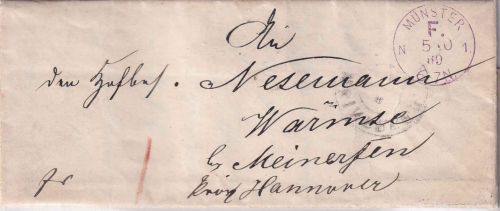 NDP - Münster F. 5.10.69 violetter Franco-K1 Brief n. Warmse b. Meinersen