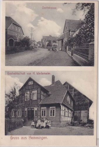 NRW - Hemmingen Gaststätte Wedemeier Dorfstraße sw-Mehrbild-AK 1910