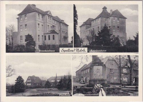 NRW - Spellent Krankenhaus Pfarrhaus etc. sw-Mehrbild-AK ungelaufen ca. 1960
