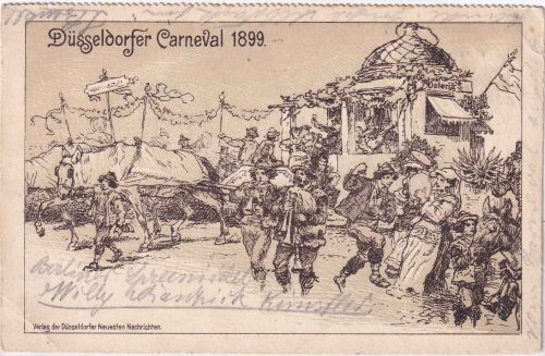 NRW - Düsseldorf Carneval 1899 sw-Künstler-AK gelaufen 14.2.99