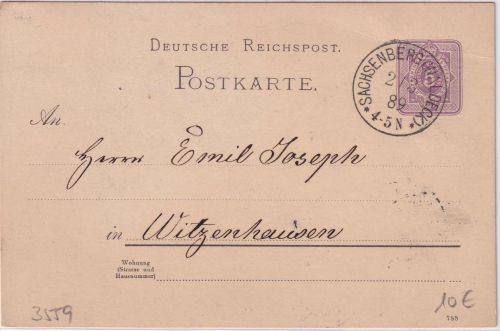 DR - Sachsenberg (Waldeck) 2/2 89 K1 5 Pfg. Ganzsache n. Witzenhausen