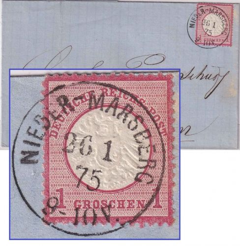 DR - Nieder-Marsberg 26/1 75 seltener K1 1 Gr. gr. Brustschild Brief n. Siegen