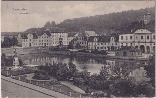 Hessen - Carlshafen Hafenplatz sw-AK gelaufen 1916