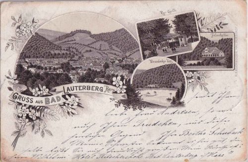 Niedersachsen - Bad Lauterberg sw-Mehrbild-Vorläuferlitho gelaufen 1898