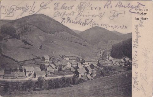 Niedersachsen - Sieber am Harz Ortsansicht sw-AK gelaufen 1906
