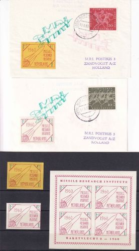 BRD - Northeim 1960 2 Raketenpost-Belege n. HOLLAND + Vignetten MRI