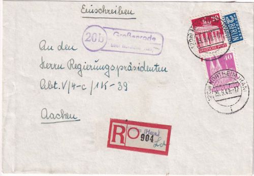 Bizone - (20b) Großenrode ü. Northeim Landpost-Ra2 Einschreibebrief 1949