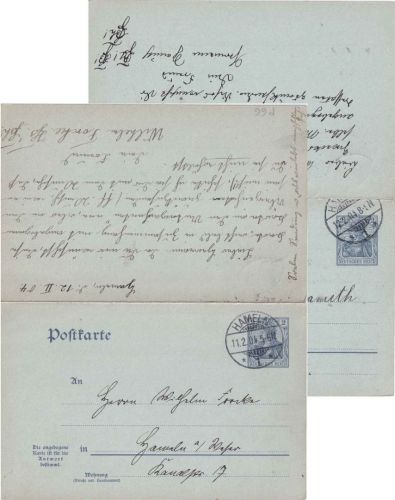 DR - 2+2 Pfg Germania Antwortganzsache zusammenhgd. Ortskarte Hameln 11./12.2.04