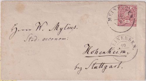NDP - 1 Gr. Ganzsache/Brief nachverw. Hannover-K2 Meinersen 10/6 - Hohenheim